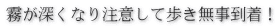 霧が深くなり注意して歩き無事到着!